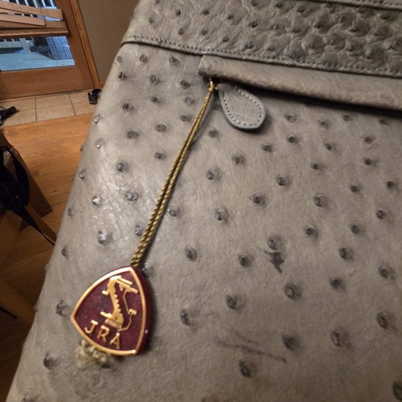 JRA - Elegant Gray Ostrich Leather Bag - Picture 3 of 10